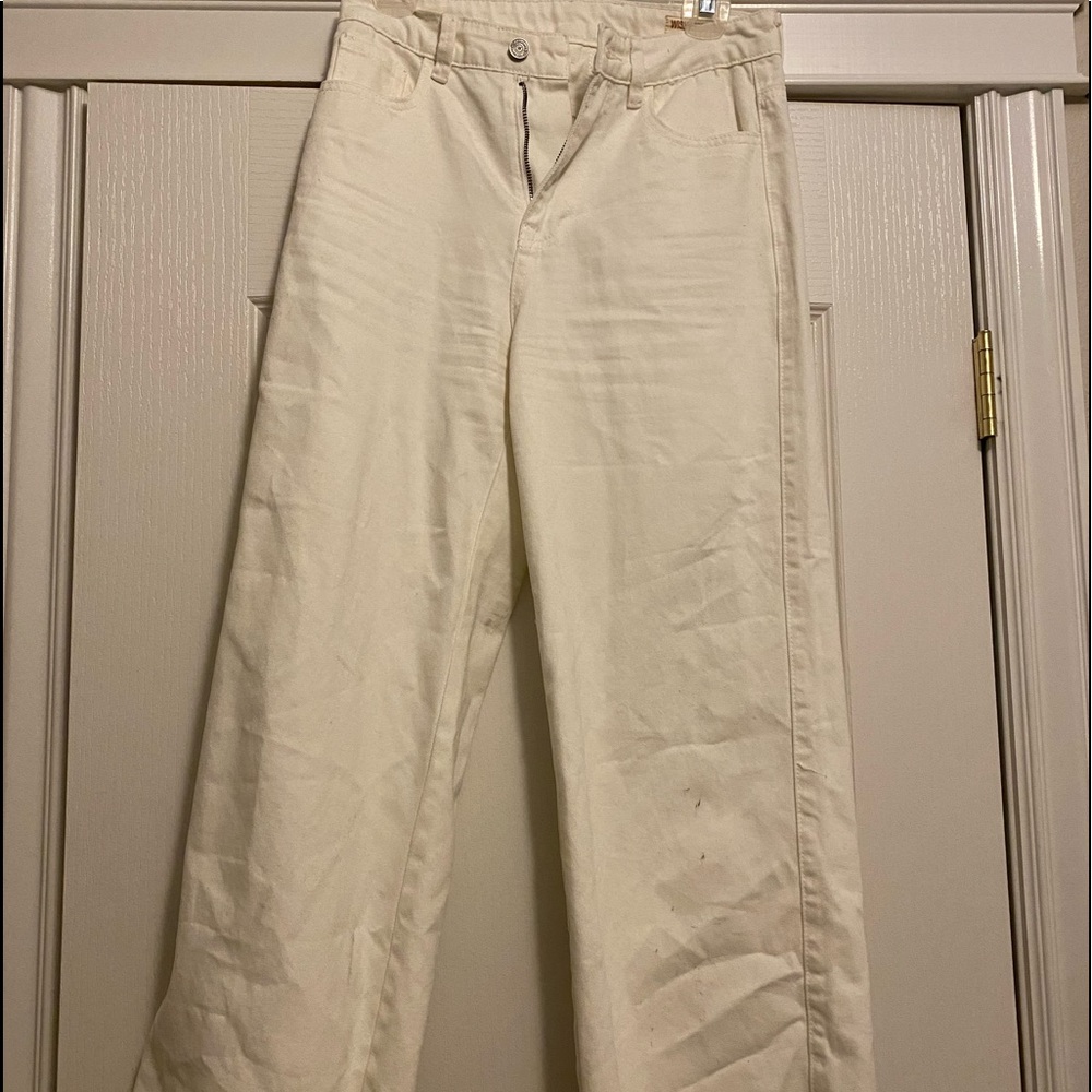 White wide leg jeans